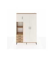 Arges Dolap 6 Raflı 3 Çekmeceli Tek Askılı 132x30x195 Çam-Aytaşı/Çam