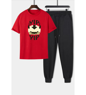 Unisex Avatar Appa Baskılı 2'li Eşofman Takımı (Kırmızı)
