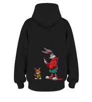 Oversize 'Bags Bany' Baskılı Kapşonlu Hoodie Sweatshirt (Siyah)