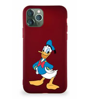 Apple iPhone 11 Pro Soft Premier Kapak Donald Duck-C Tasarımlı Silikon Kılıf - Mürdüm (Şeffaf)