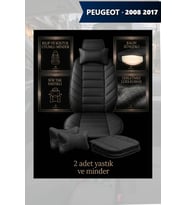 peugeot 2008 2017 Koltuk ve Kılıf uyumlu Lüks Minder Yastık Siyah 2 Minder 2 Yastık