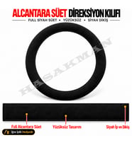 Mitsubishi L200 Dikme Direksiyon Kılıfı Alcantara Süet Monza Black Üst Paket-Intense-Instyle 2011-2015