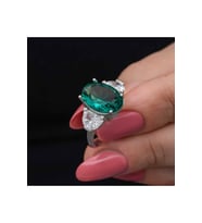 Gümüş Yeşil Renk Paraiba Taşlı Kadın Yüzük CSR2185513