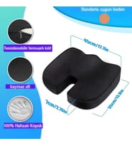 Ortopedik Visco Oturma Minderi – Coccyx Destekli Hemoroid ve Basur Yastığı Elastik Oturma Simidi, Siyah, Standart Boy