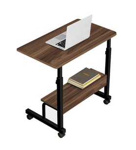 Yükseklik Ayarlı Raflı Laptop Sehpası - Ceviz (Tekerli) 70x40