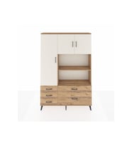 Arges Dolap 7 Raflı 5 Çekmeceli 3 Kapaklı 132x30x195 Çam-Aytaşı/Çam