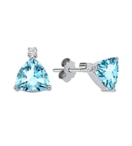 Pırlanta ve Üçgen Kesim Sky Blue Topaz Taşlı Küpe