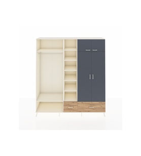Hyperion Dolap 12 Raflı 2 Çekmeceli 2 Askılı 220x44x243 Aytaşı-Antrasit/Çam