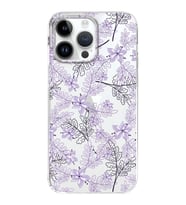 Apple iPhone 14 Pro Max Uyumlu Kapak Floral Lila Tasarımlı Şeffaf Silikon Kılıf