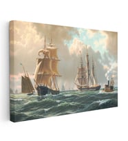 Kanvas Tablo John Stobart Denizde Yelkenliler Buharlı Ressam Tablosu Ev Ofis Duvar Dekoru