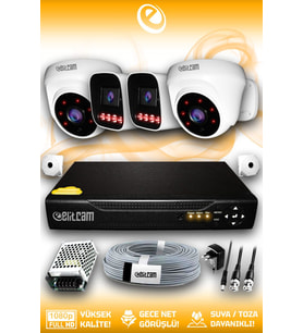 Elitcam 4 Kameralı Zebra 2 İç Kamera Set HDD'siz 5 MP Full HD Gece Görüşlü Güvenlik Kamerası Sistemi
