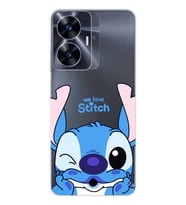 Realme C55 Uyumlu We Love Stitch Desenli Şeffaf Telefon Kılıfı