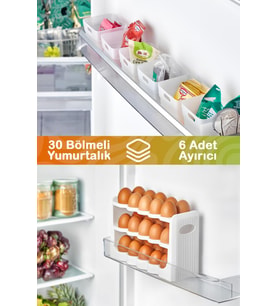 Mithra Life 6 Parça Buzdolabı İçi Düzenleyici ve 30 Bölmeli Yumurtalık MIT1105