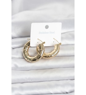 316L Çelik Gold Renk Bambu Model Halka Kadın Küpe 5886 - HPSBYI4372-1466