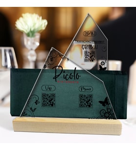 BK Gift Restoran & Cafe & Barlara Özel Ahşap Standlı Pleksi QR Kod Menü ve Peçetelik, QR kodlu Peçetelik - 10 ADET-1