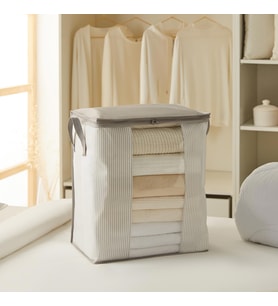 Ocean Home Textile Pvc Pencereli Gri Çizgili Stuff & Things Hurç 45 x 30 x 50 cm
