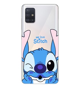 Samsung Galaxy A71 Uyumlu We Love Stitch Desenli Şeffaf Telefon Kılıfı