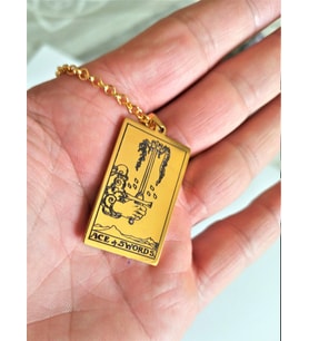 Altın Kaplama Ace of Swords Tarot Gümüş Kolye