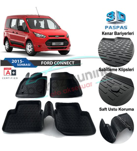 Ford Connect Havuzlu 3D Paspas Niken Siyah 2015 Sonrası