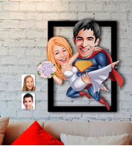 BK Gift Kişiye Özel Sevgililer Karikatürlü 3D Ahşap Tablo-92