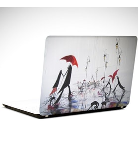 Şemsiyeli İnsanlar Laptop Sticker 15.4 inch (37X26CM)