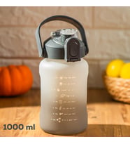 Porsima 700.114 Su Şişesi - Motivasyon Su Matarası - Plastik Renkli Spor Suluk - Gri Beyaz 1000 ml