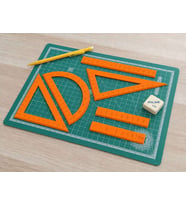 3D Baskı Geometri Cetvel Seti - İletki, Gönye ve Ölçüm Araçları - Turuncu