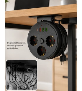 Akım Korumalı Priz Usb Ve Type C Girişli 3lü Priz 2 Metre Kablo Dayanıklı