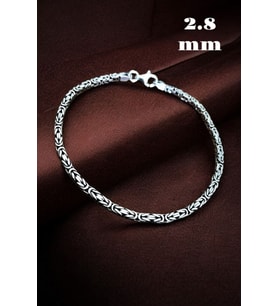 925 Ayar Gümüş Kare Kral Erkek Bileklik 2.8 mm