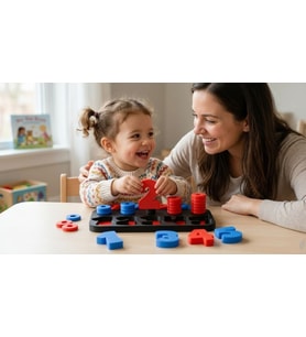 Montessori Eğitici Renkli Rakamlar ve Halkalar Matematik Öğretici Seti (21 PARÇA) (Mavi-Kırmızı)