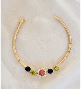 Xupıng Zirkon Taşlı Çiçek Gold Baget Bileklik