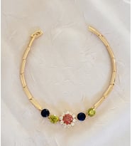 Xupıng Zirkon Taşlı Çiçek Gold Baget Bileklik