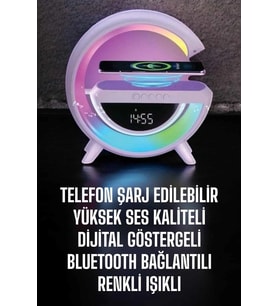 Bluetooth Hoparlör 15w Kablosuz Hızlı Şarj Led Gece Lambası