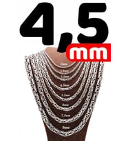 4.5mm Yuvarlak Kral Model 925 Ayar Erkek Gümüş Kolye Zincir