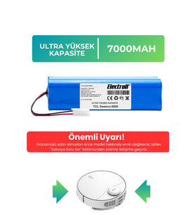 TCL Sweeva 6000M Robot Süpürge Bataryası (ULTRA YÜKSEK KAPASİTE) 7000mAh Robot Süpürge Pil