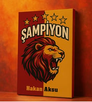 BK Gift Kişiye Özel Sarı Kırmızı 5 Yıldız Aslan Taraftar Tasarımlı Kanvas Tablo-3, Taraftar Hediyesi, Doğum Günü Hediyesi, Arkadaşa Hediye