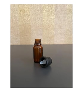 10ml kahvrengi şişe, içten damlalıklı kapak, 24 adet Siyah damlatmalı kapak, Esans şişesi, Boş şişe, Aroma Şişesi (Amber)