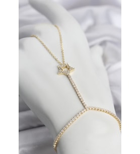 Gold Renk Pirinç Zirkon Taşlı Yıldız Model Şahmeran