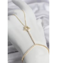 Gold Renk Pirinç Zirkon Taşlı Yıldız Model Şahmeran