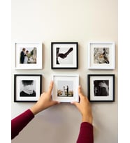 Yapışkanlı Sök-Tak Paspartulu Beyaz - Siyah 14x14cm POLA Kare Fotoğraf Çerçevesi - 6'lı Paket