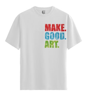 Make Good Art - %100 Pamuklu Erkek Beyaz Tişört - Premium Quality