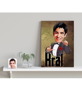 BK Gift Kişiye Özel Kral Karikatürlü Kanvas Tablo-2