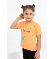 Toontoy Kız Çocuk Free Hug Kalpli Baskılı Tişört (Oranj)