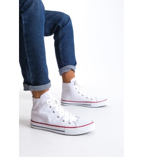 JY0423 AXE Bağcıklı Keten Kumaş Erkek Günlük Sneaker Ayakkabı KBT - Beyaz