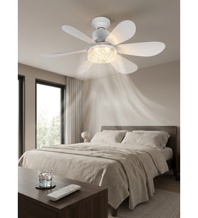 Crystal Aura 52 cm Ultra Sessiz LED Tavan Vantilatörü 3 Kademeli Bakır Motor Kumandalı Kristal Avize Vantilatör