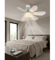 Crystal Aura 52 cm Ultra Sessiz LED Tavan Vantilatörü 3 Kademeli Bakır Motor Kumandalı Kristal Avize Vantilatör