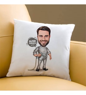 Kişiye Özel Boyacı Erkek Karikatürlü Yastık