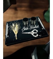 Vow Gümüş Siyah Söz Nişan Tepsisi (Gümüş)