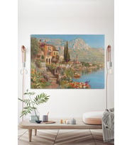Alois Arnegger Garda Gölü'ndeki Riva Manzarası Sanatsal Kanvas Tablo (7 farklı ölçü)