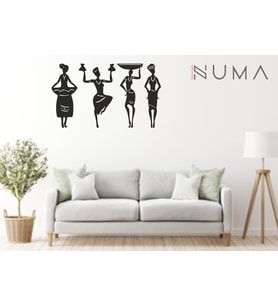 Numa Concept-Afrikalı Kadınlar Ahşap Duvar Dekor-Duvar Süsü-Afrikalı-Dekoratif  Mdf Tablo Afrikalı Kadınlar (Siyah)